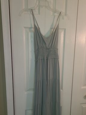 Cupshe Sage Green Smocked-Waist Maxi Dress